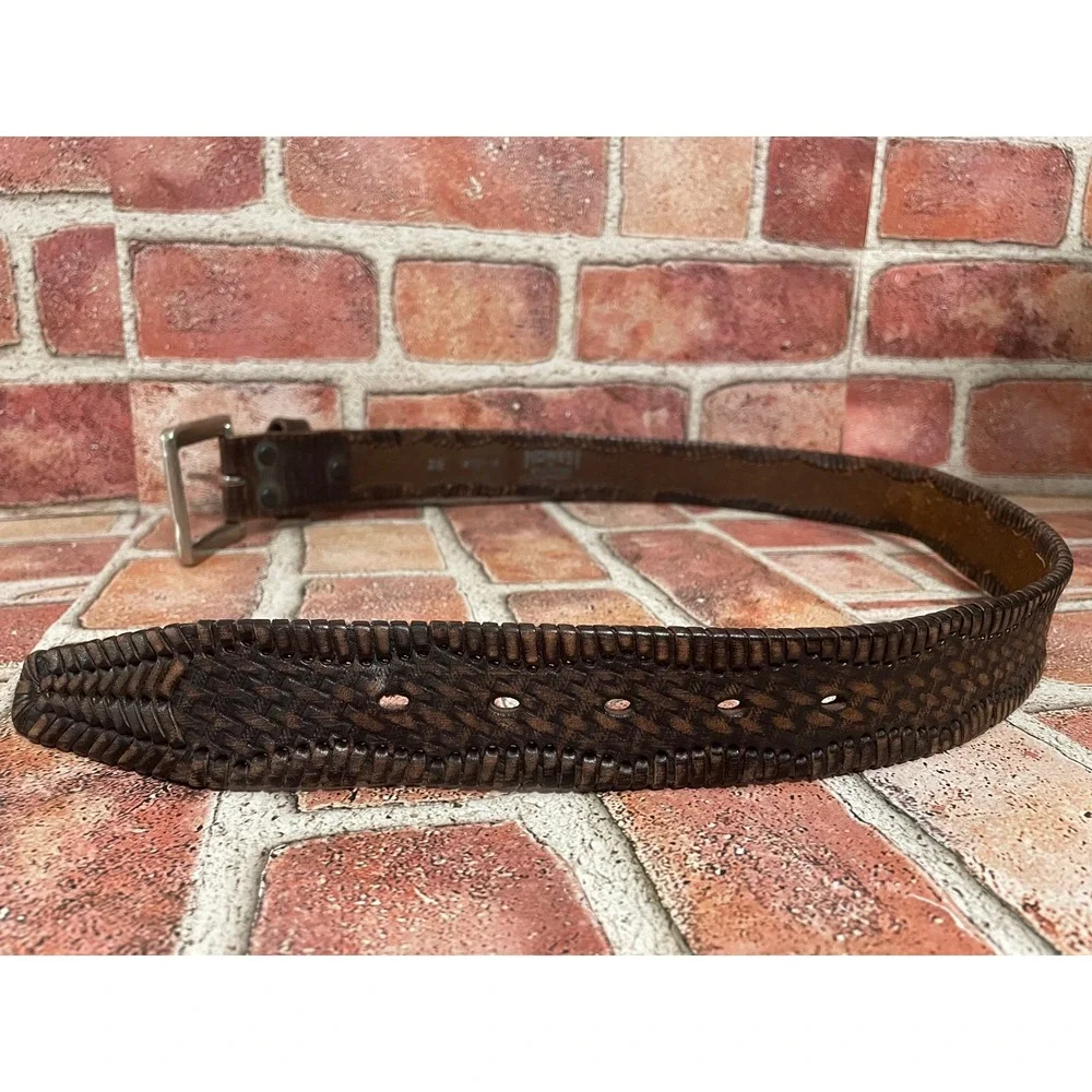 Honest by Brighton Mens Brown Leather Whipstitch Belt M70228 Size 28